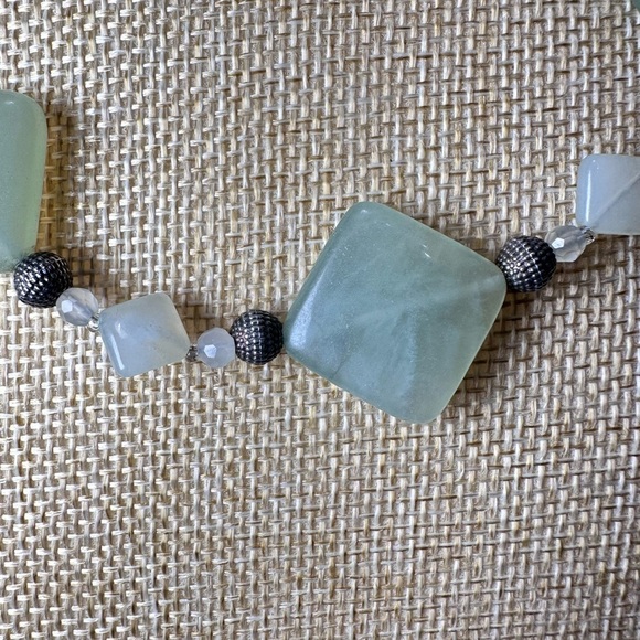 Elegant Green Serpentine and Quartz Natural Gemstones Stone Necklace 4018 P - Picture 4 of 9